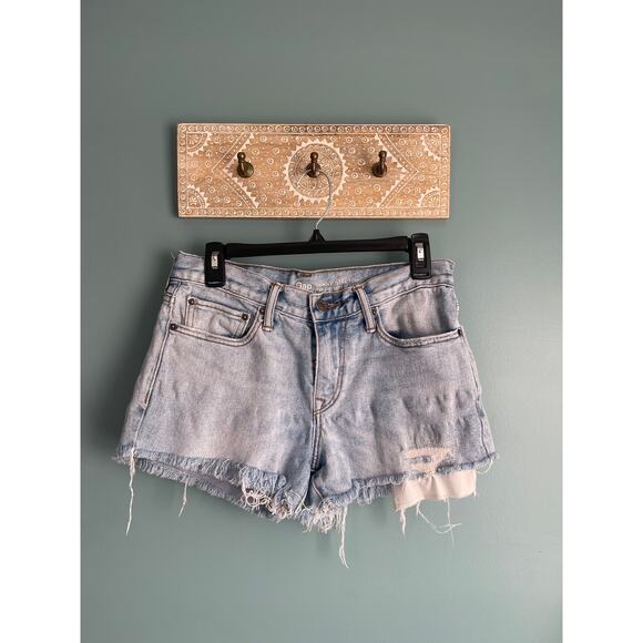 GAP Light Blue Distressed Skinny Stretch Denim Cut Off Shorts 30 - Picture 1 of 7